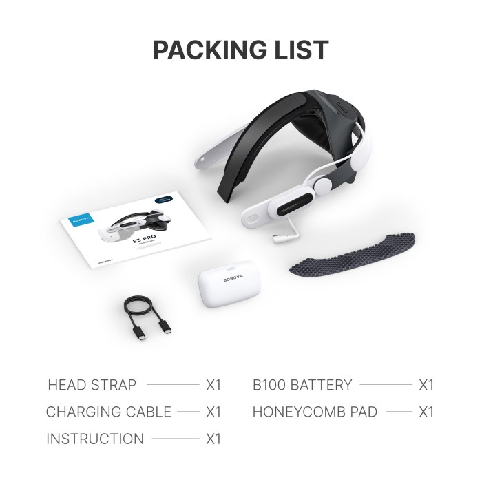 Cinturino con batteria BOBOVR E3 Pro per Meta Quest 3/3S